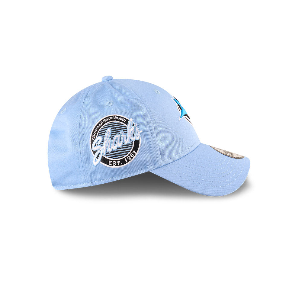 Cronulla-Sutherland Sharks Youth Hat - NRL 2025 Badged Blue OTC 9Forty Kids Strapback Cap - New Era